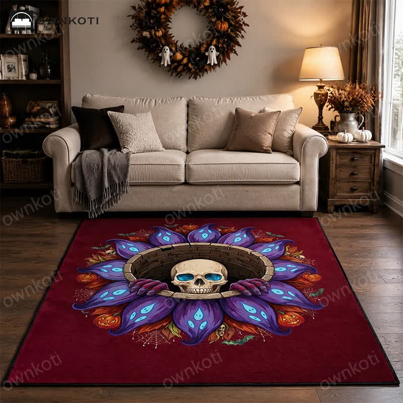 Gothic Skull Well Halloween Non-Slip Area Rug - image 1