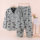 Halloween Pumpkin Bat Cotton Gauze Loungewear Set - Gray - XL - image 5