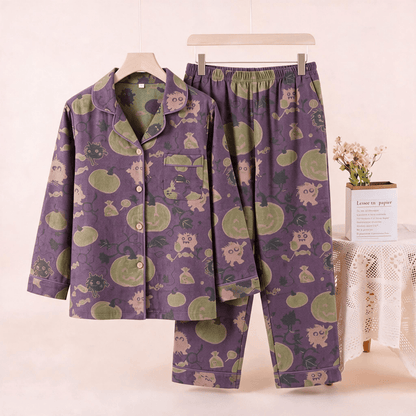 Whimsical Halloween Creature Pumpkin Loungewear Set - Purple - XL - image 0