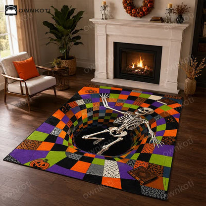 Falling Skeleton 3D Vortex Non-slip Area Rug - 95" x 119" - image 0