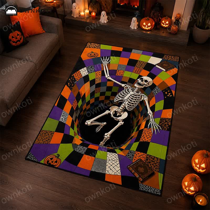 Falling Skeleton 3D Vortex Non-slip Area Rug - image 2