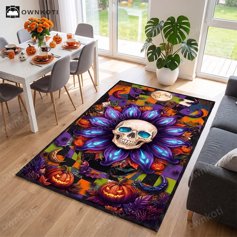 Halloween Gothic Skull Mandala Non-slip Area Rug - image 4