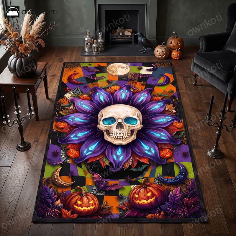 Halloween Gothic Skull Mandala Non-slip Area Rug - image 1