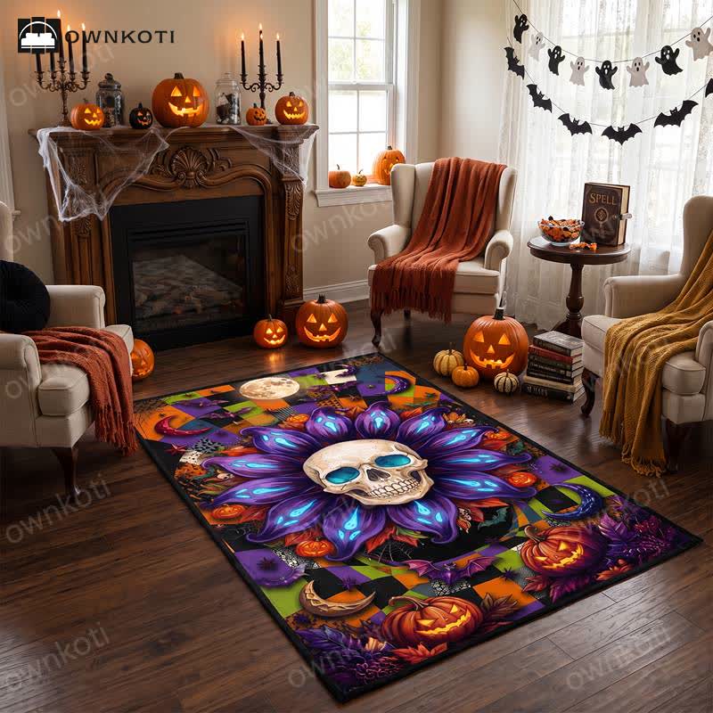 Halloween Gothic Skull Mandala Non-slip Area Rug - image 2