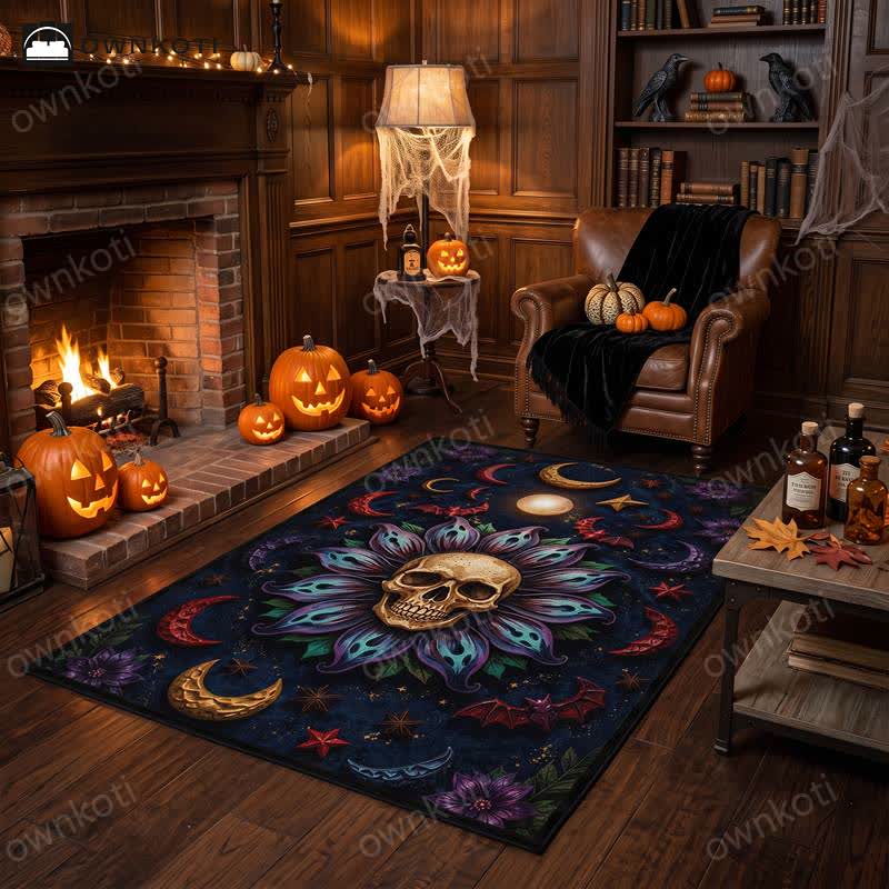 Celestial Gothic Skull Mandala Area Rug - image 2