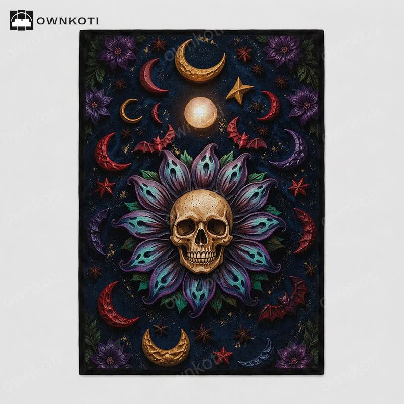 Celestial Gothic Skull Mandala Area Rug - image 4