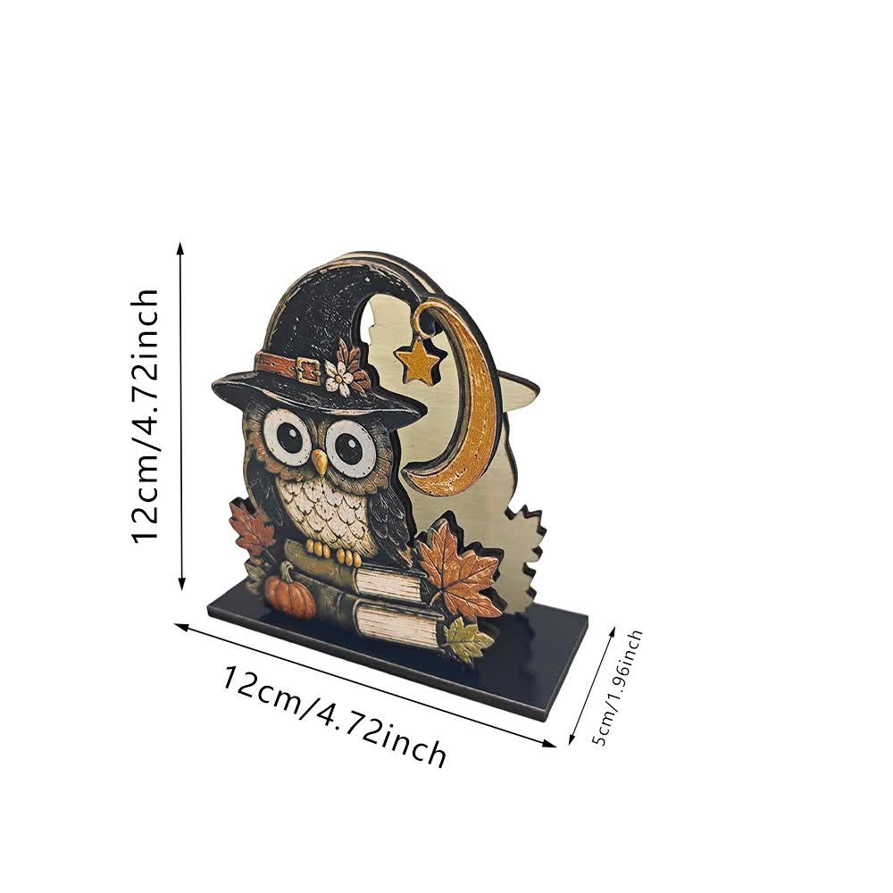 Wooden Halloween Spook Napkin Holder - Witch Owl - 5PCS - image 1