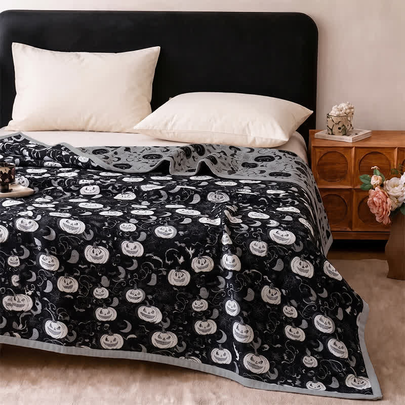 Halloween Pumpkin Ghost Reversible Cotton Blanket - image 3