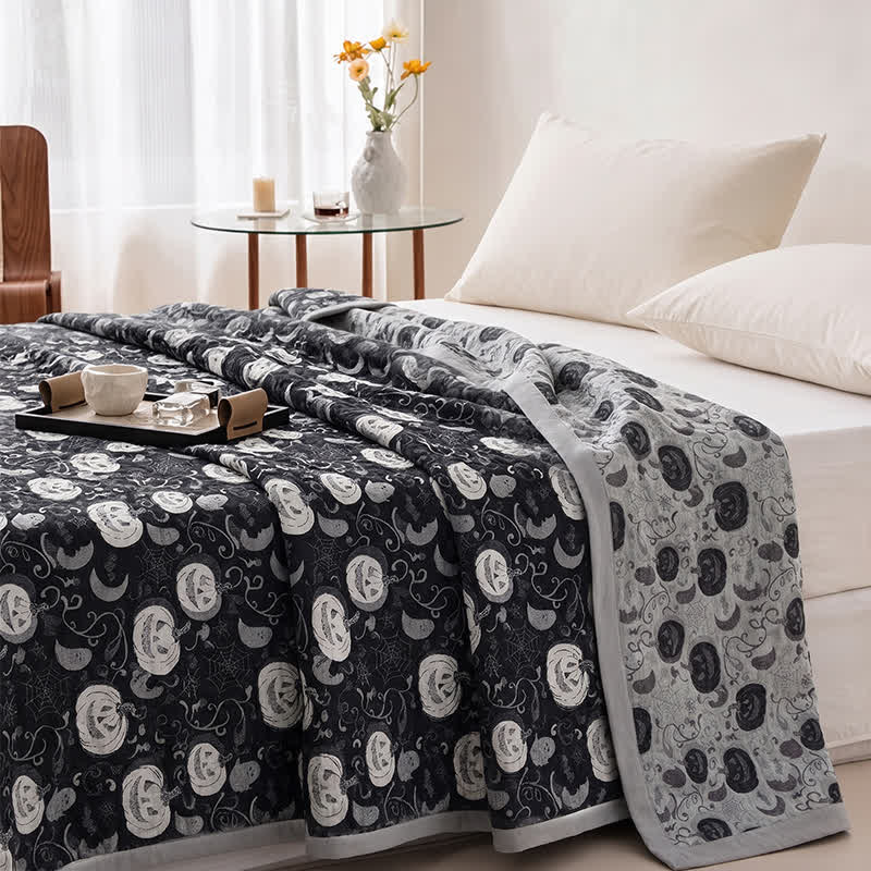 Halloween Pumpkin Ghost Reversible Cotton Blanket - image 2