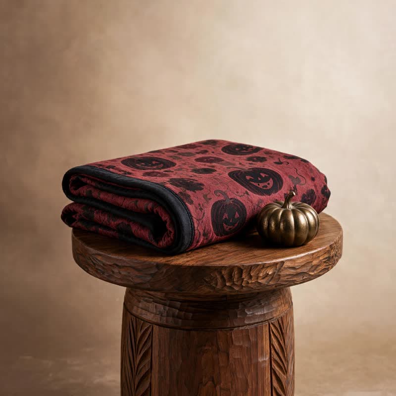 Burgundy Pumpkin Halloween Reversible Cotton Blanket - image 3