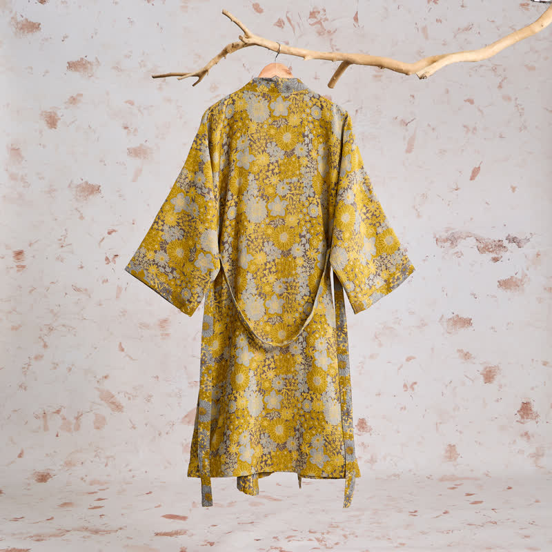 Retro Muted Floral Cotton Lounge Robe - image 1