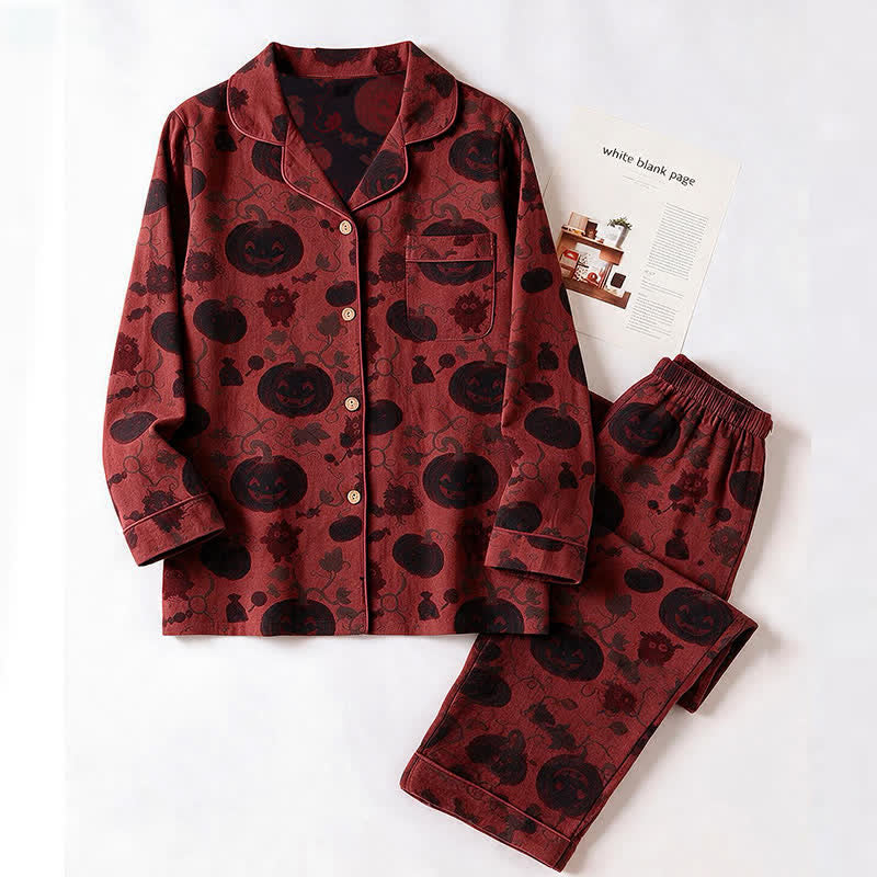 Red Pumpkin Monster Cotton Loungewear Set - image 2