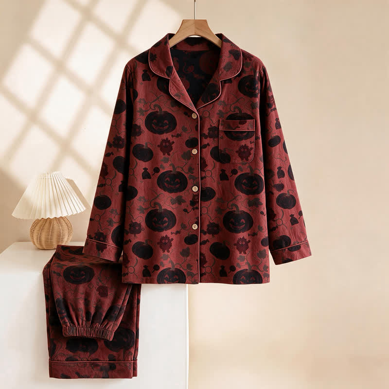Red Pumpkin Monster Cotton Loungewear Set - image 1