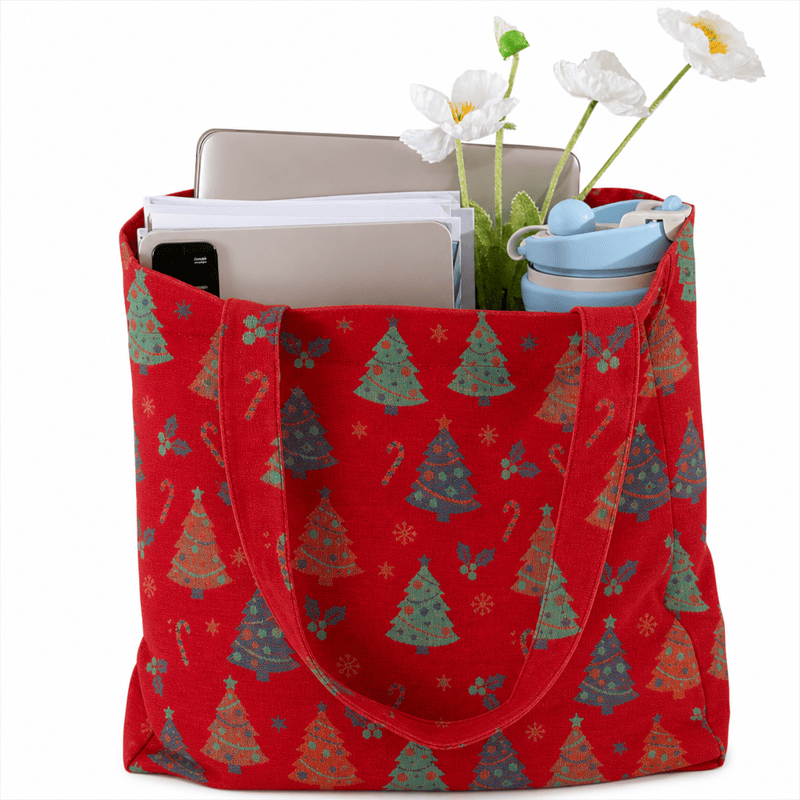 Christmas Tree Cotton Tote Shoulder Bag - image 1