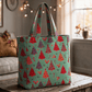Christmas Tree Cotton Tote Shoulder Bag - Green - 14.2"W × 15.4"H × 4.1"D - image 4
