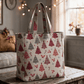 Christmas Tree Cotton Tote Shoulder Bag - Beige - 14.2"W × 15.4"H × 4.1"D - image 13