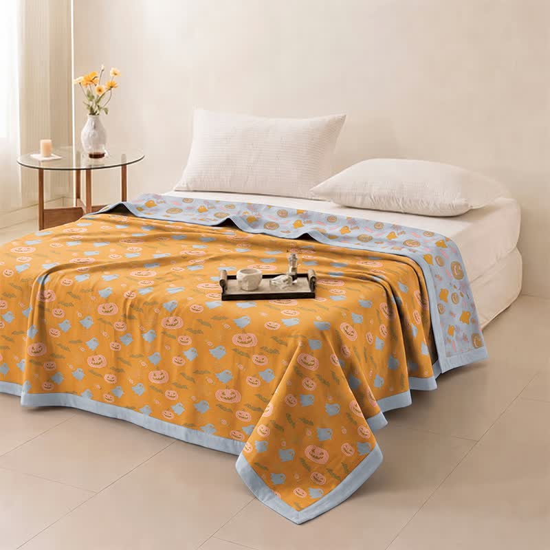 Reversible Halloween Pumpkin Ghost Cotton Blanket - image 4