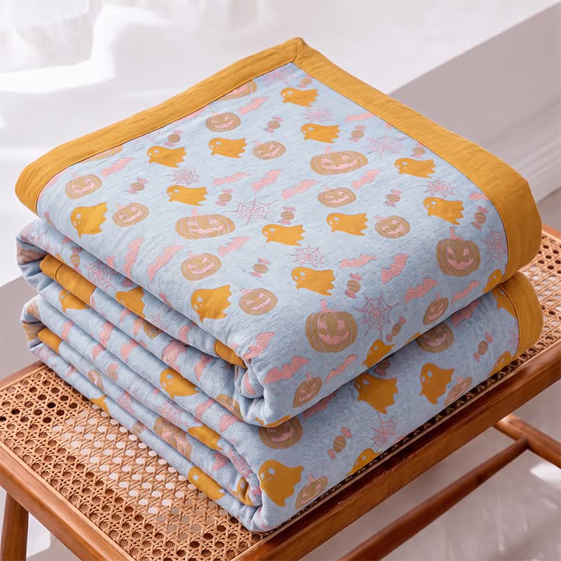 Reversible Halloween Pumpkin Ghost Cotton Blanket - image 7