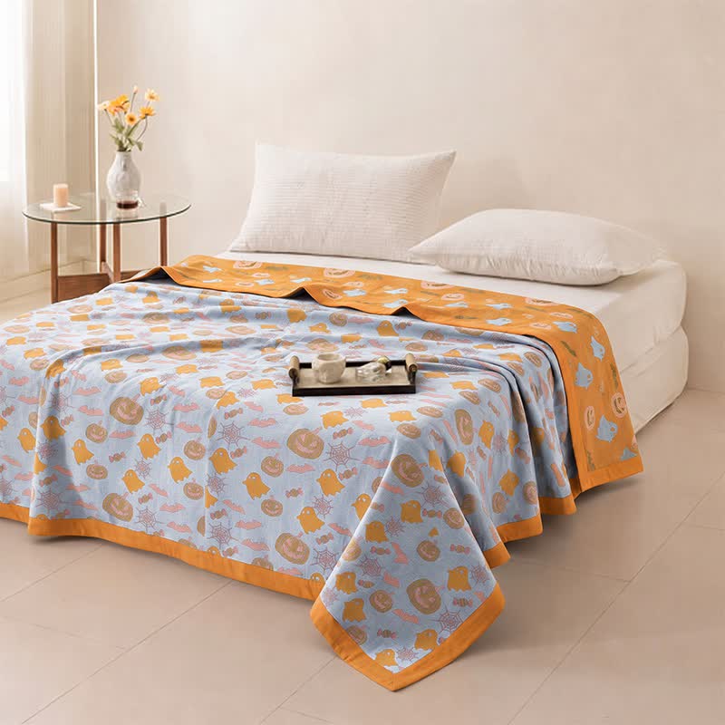 Reversible Halloween Pumpkin Ghost Cotton Blanket - image 10