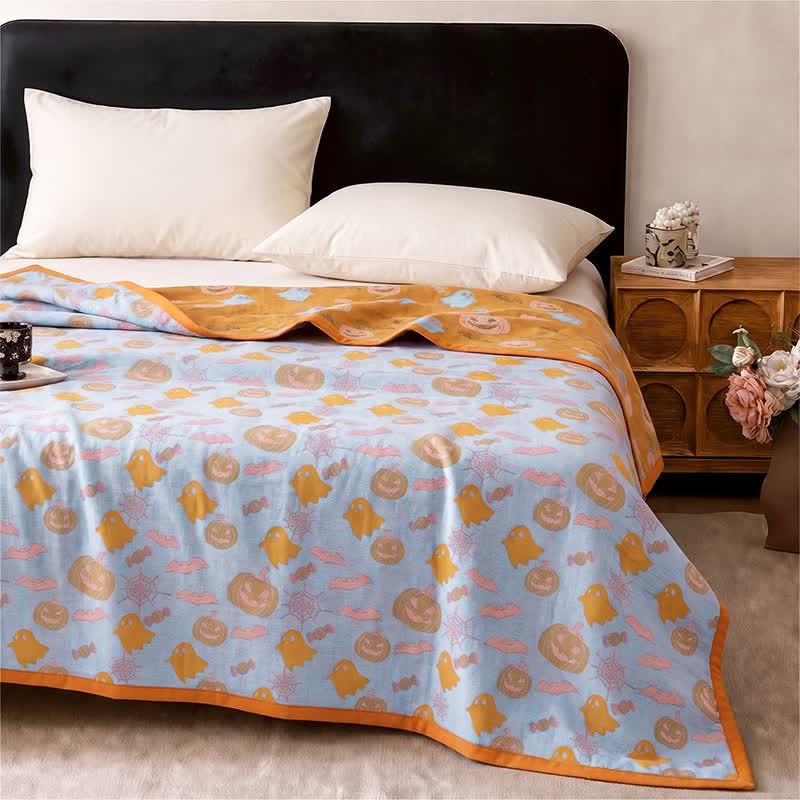 Reversible Halloween Pumpkin Ghost Cotton Blanket - image 9