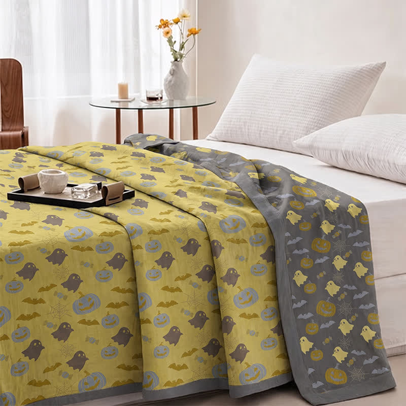 Reversible Halloween Pumpkin Ghost Cotton Blanket - image 14