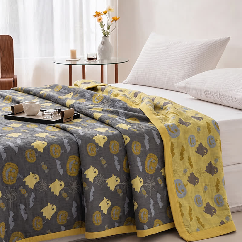 Reversible Halloween Pumpkin Ghost Cotton Blanket - image 20