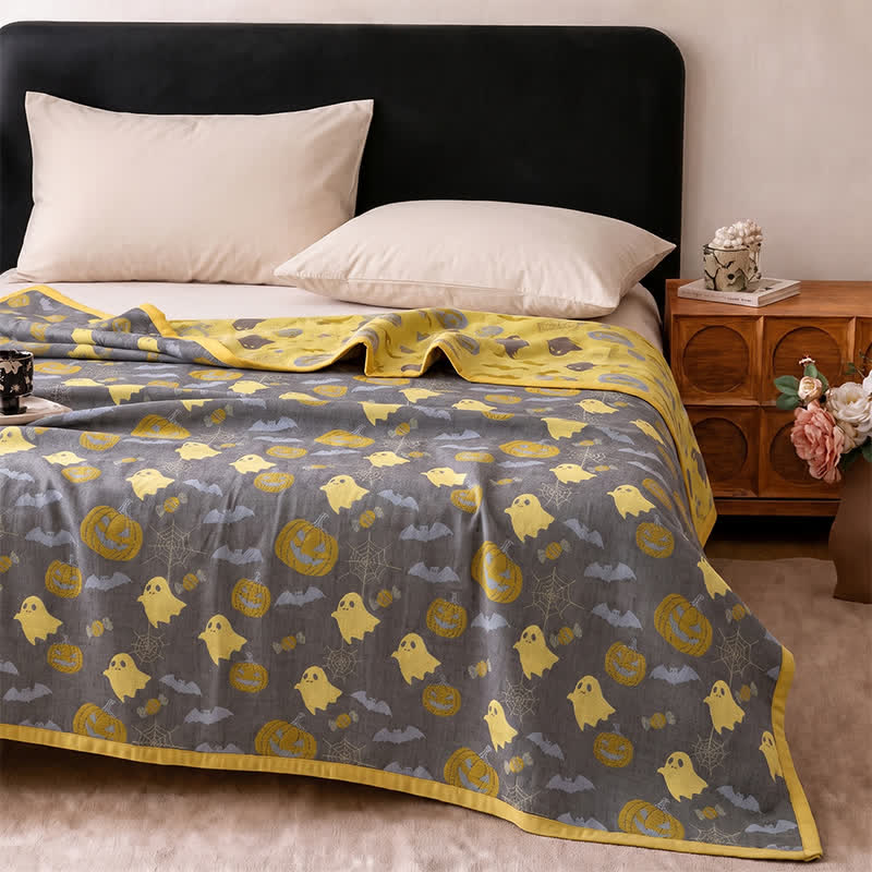 Reversible Halloween Pumpkin Ghost Cotton Blanket - image 21