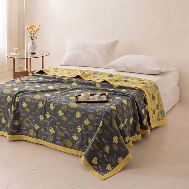 Reversible Halloween Pumpkin Ghost Cotton Blanket - image 22