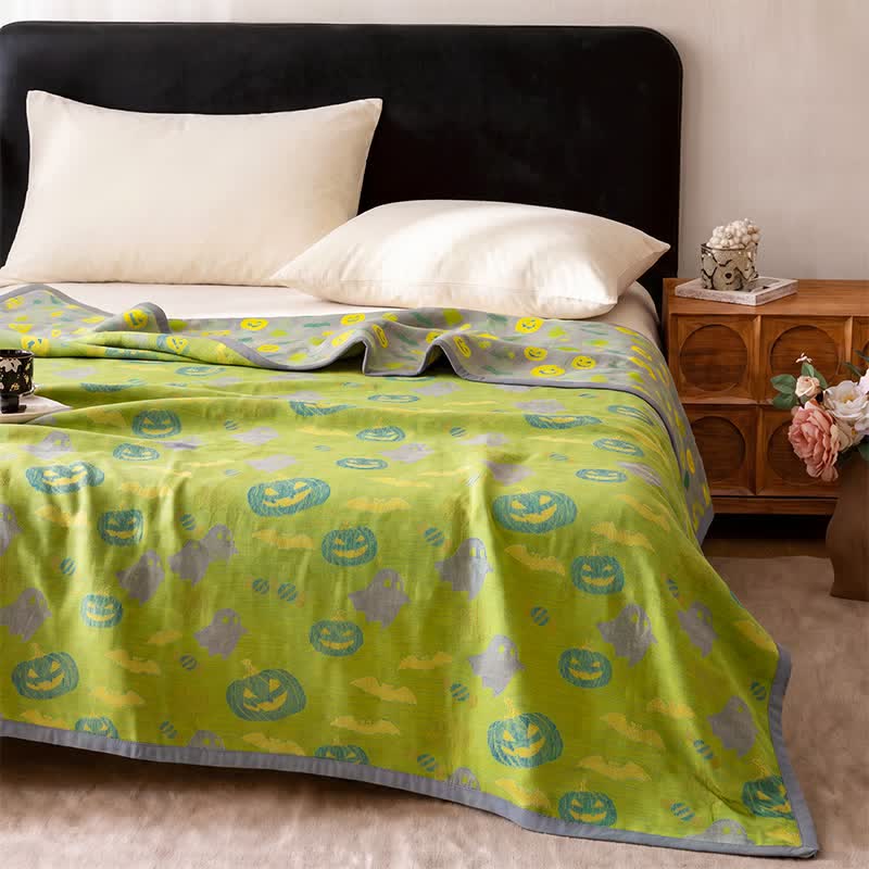 Reversible Halloween Pumpkin Ghost Cotton Blanket - image 27