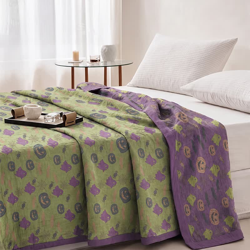 Reversible Halloween Pumpkin Ghost Cotton Blanket - image 43