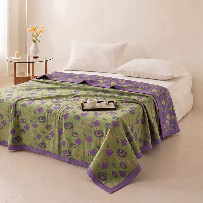 Reversible Halloween Pumpkin Ghost Cotton Blanket - image 45
