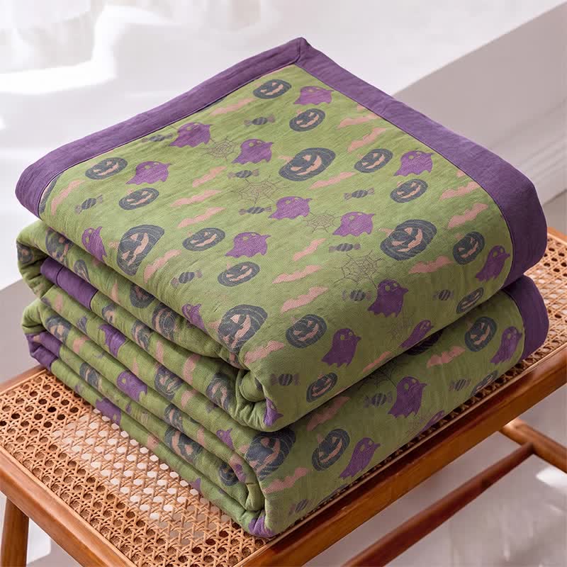 Reversible Halloween Pumpkin Ghost Cotton Blanket - image 42