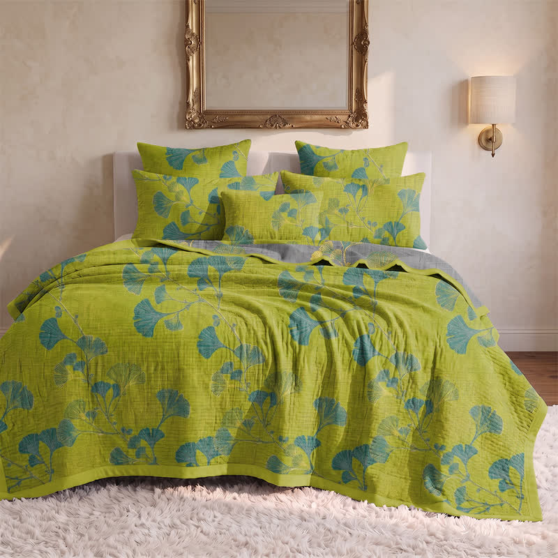 Retro Garden Flower Cotton Reversible Quilt - image 4