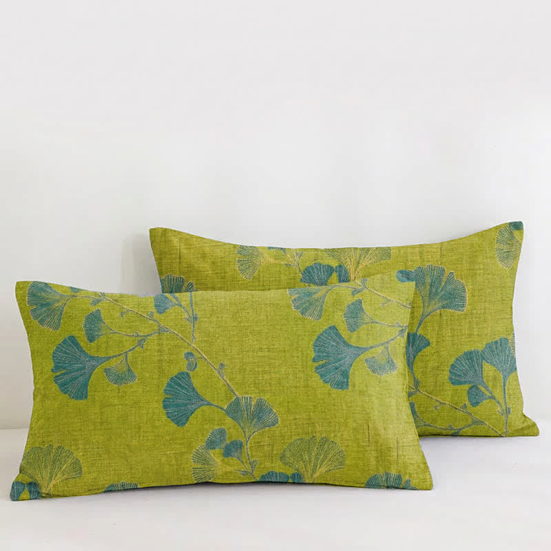 Retro Garden Flower Cotton Reversible Quilt - Green - 2PCS Pillowcases - 19" x 36" - image 8