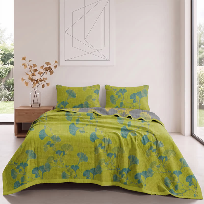 Retro Garden Flower Cotton Reversible Quilt - image 1