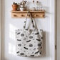 Halloween Pumpkin Cat Cotton Tote Shoulder Bag - Gray - 14.2"W × 15.4"H × 4.1"D - image 3