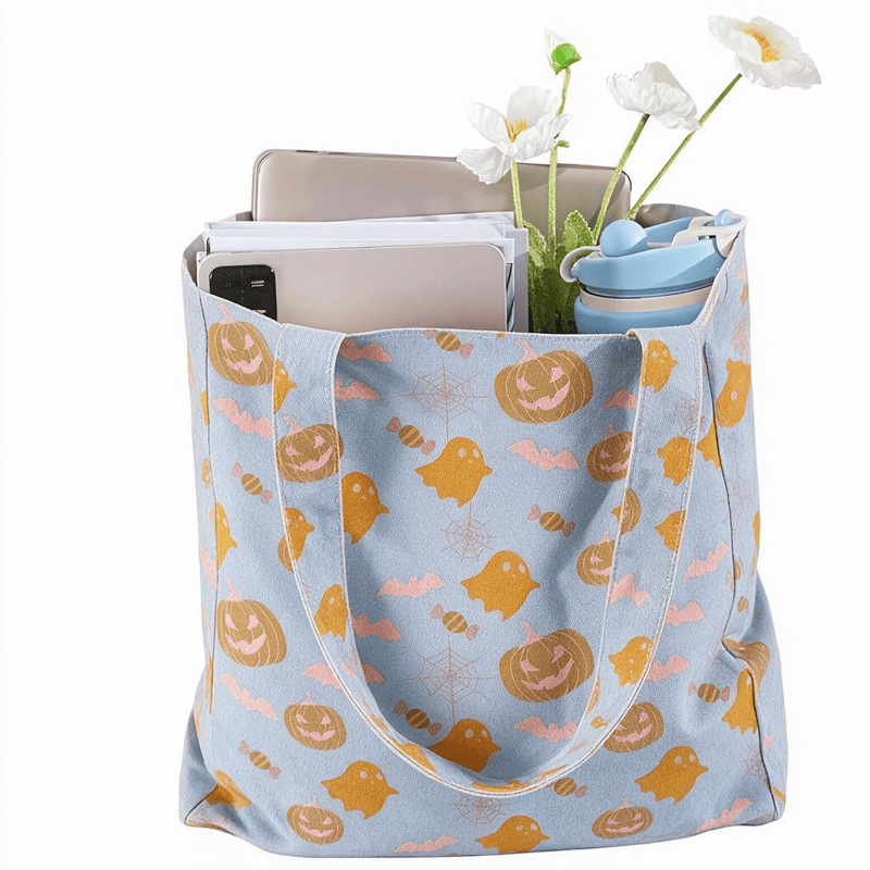 Multi‑Color Halloween Ghost Cotton Tote Bag - image 4