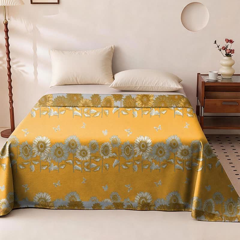 Sunflower Butterfly Cotton Gauze Reversible Bedspread - Bedspread - King - image 0