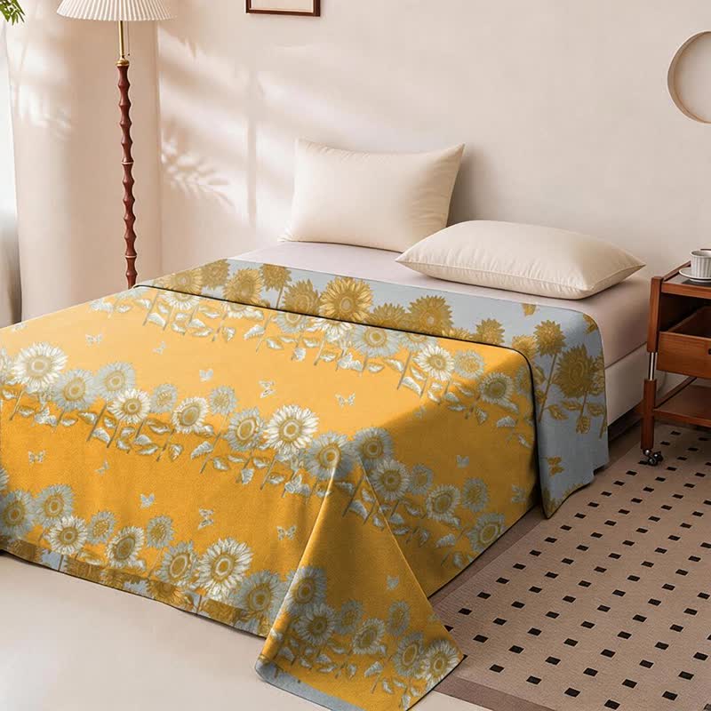 Sunflower Butterfly Cotton Gauze Reversible Bedspread - image 1