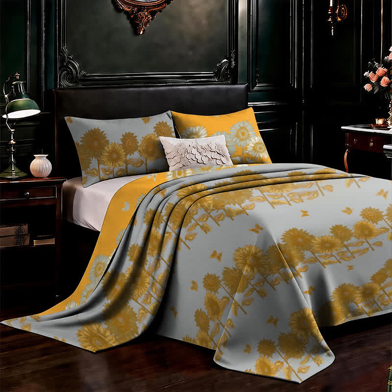 Sunflower Butterfly Cotton Gauze Reversible Bedspread - image 5