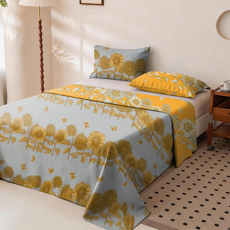 Sunflower Butterfly Cotton Gauze Reversible Bedspread - image 4