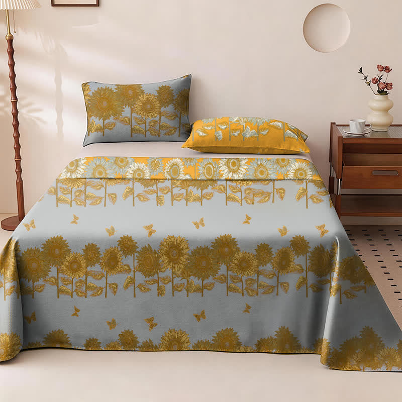 Sunflower Butterfly Cotton Gauze Reversible Bedspread - image 3
