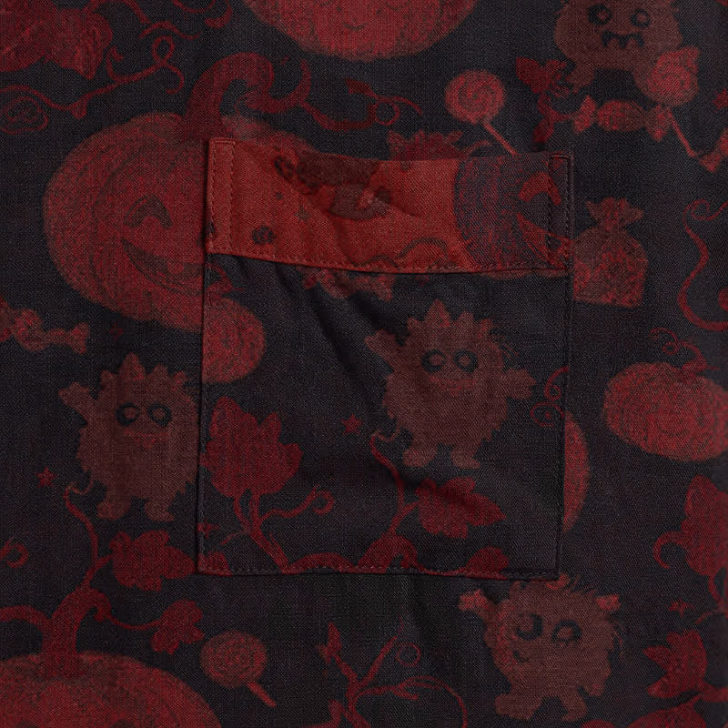 Red-Black Halloween Monster Cotton Kimono Robe - image 9