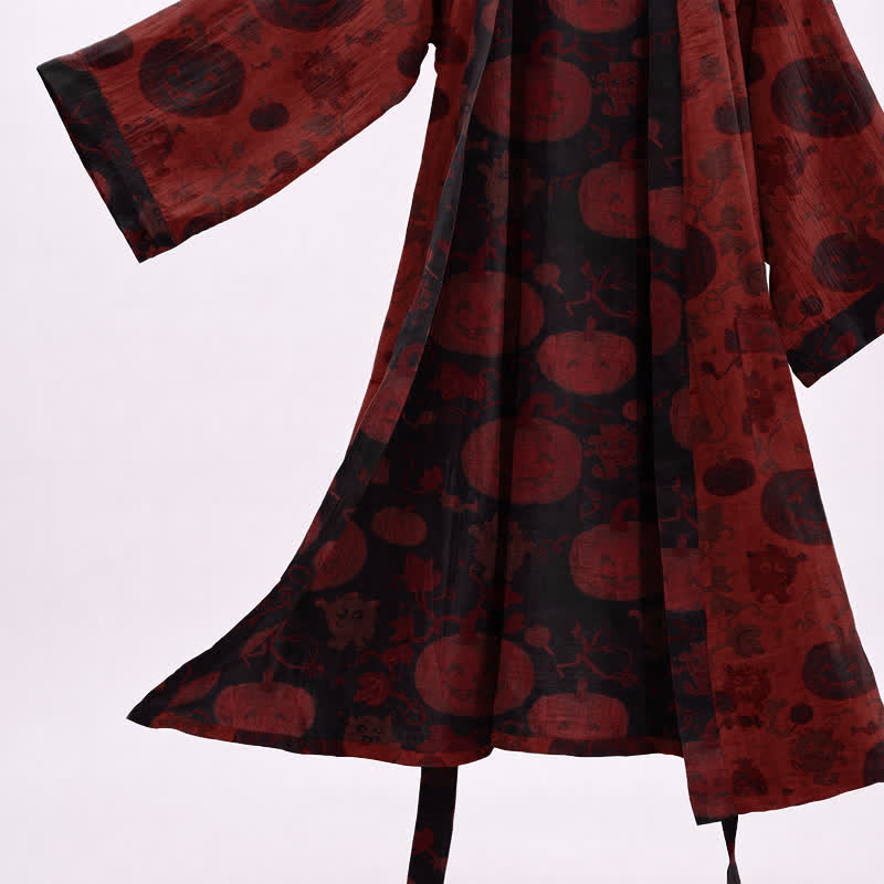 Red-Black Halloween Monster Cotton Kimono Robe - image 3