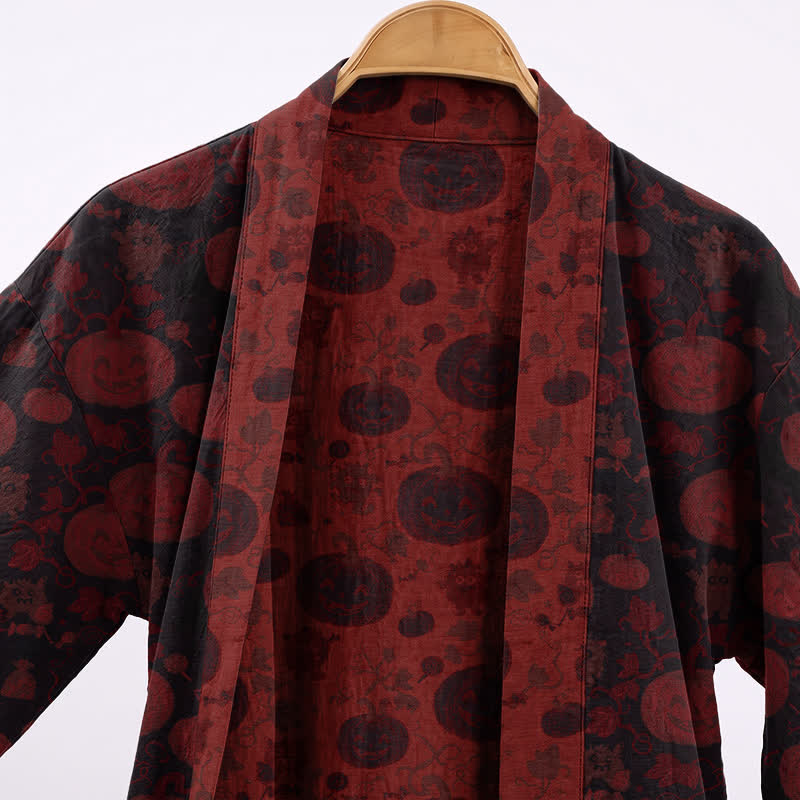 Red-Black Halloween Monster Cotton Kimono Robe - image 7