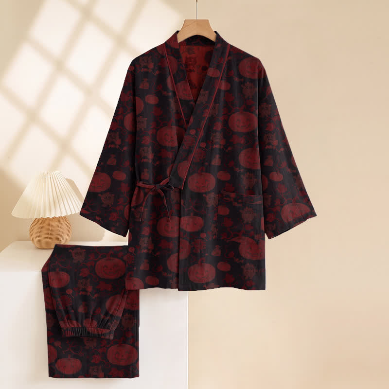 Halloween Pumpkin Cotton Kimono Pajama Set - image 9
