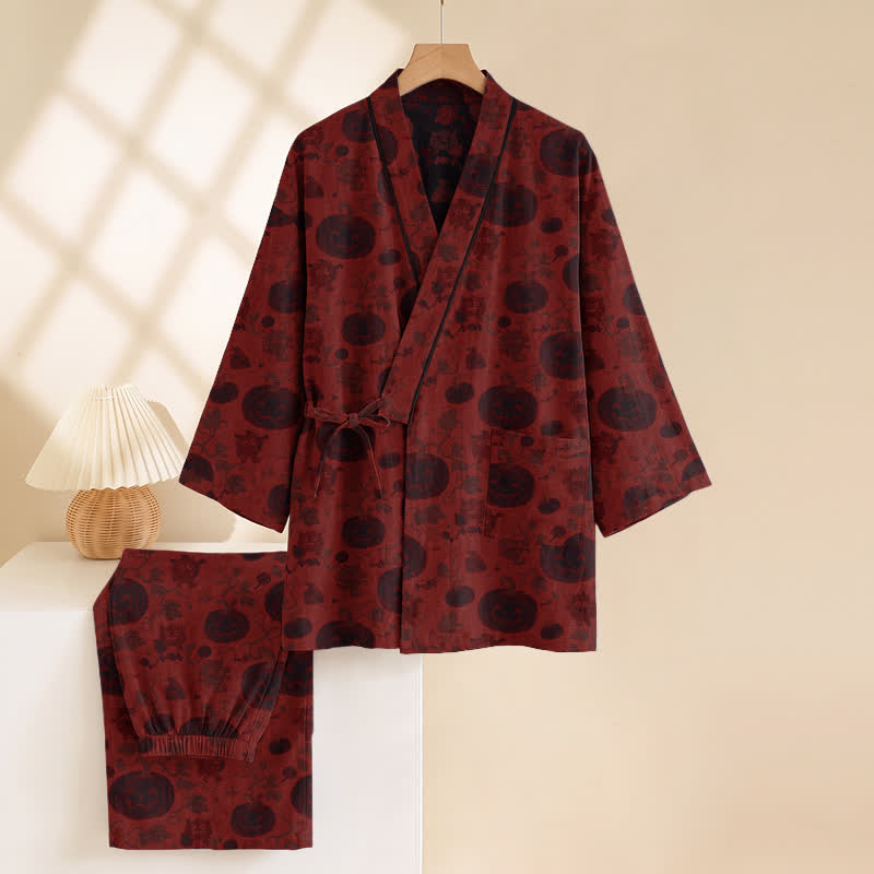 Halloween Pumpkin Cotton Kimono Pajama Set - image 3
