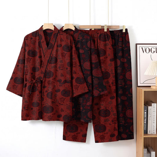 Halloween Pumpkin Cotton Kimono Pajama Set - image 0