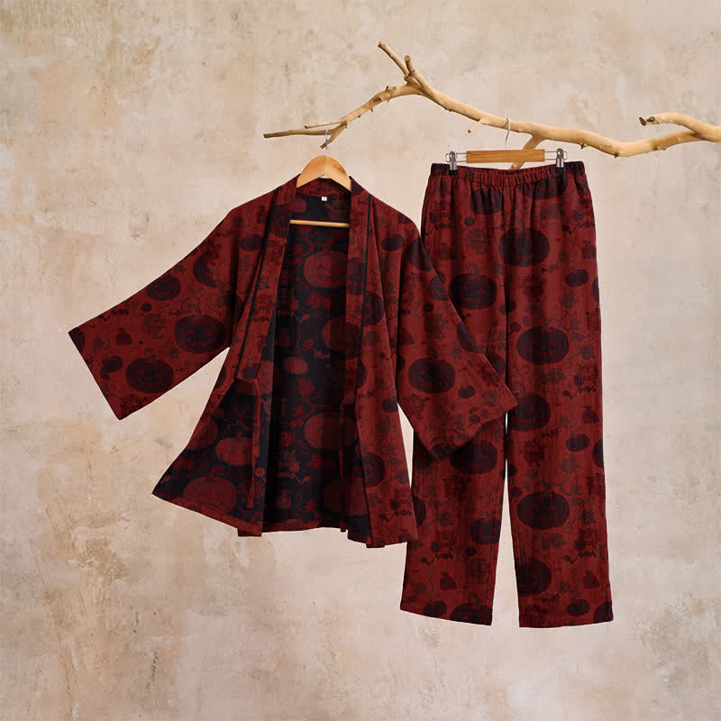 Halloween Pumpkin Cotton Kimono Pajama Set - image 4