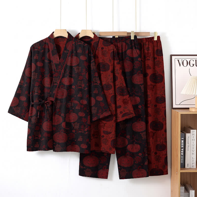 Halloween Pumpkin Cotton Kimono Pajama Set - image 7